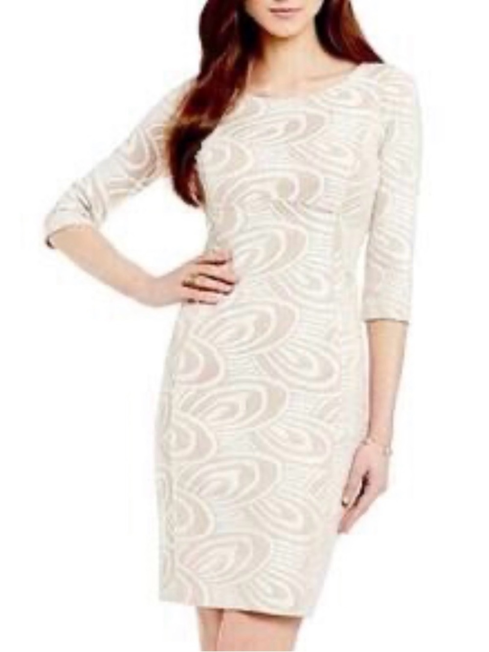Antonio Melani Fitted Lace Overlay Dress Cream Size 2